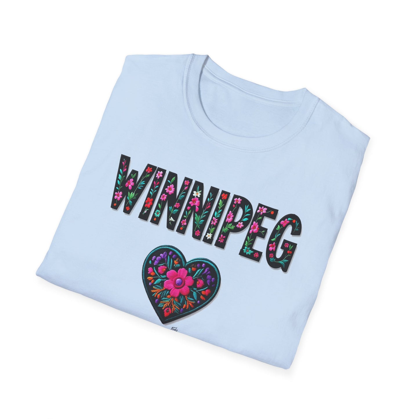 Winnipeg Local Gal Flower-Heart T-Shirt, c09-n00-s005 Softstyle Graphic Tee, Unisex Casual Wear, Support Local Merch, Gift for Community Lovers, Finkz WINDSOR