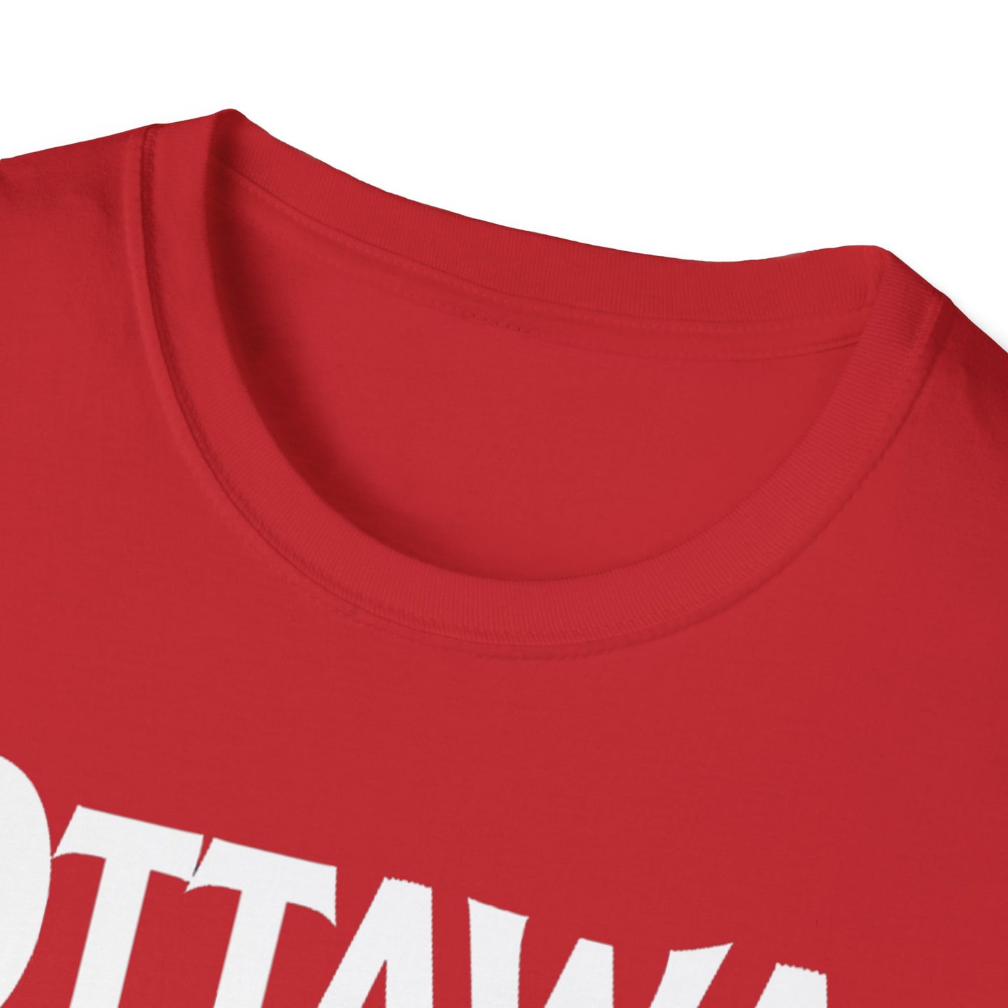 Ottawa Hardcore Rep'n White Leaf T-Shirt, c007-n00-s007 Softstyle Graphic Tee, Unisex Casual Wear, Support'n Locals Merch, Gift for Community Lovers.