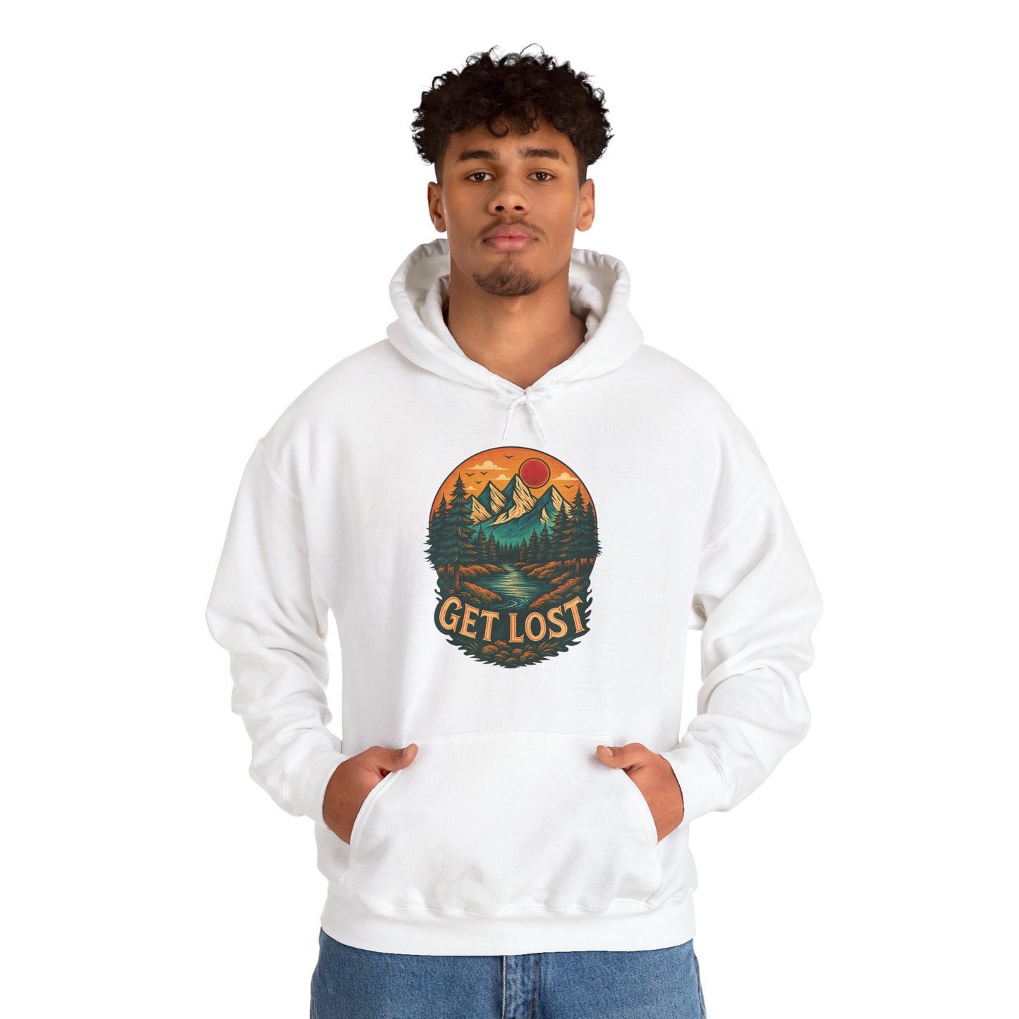 Get Lost Hoodie | HappyCamperCrew.Com 100% Authentic | Cozy Camping Hoodie | Unisex Hooded Sweatshirt for Nature Lovers, Casual Wear, Gift for Him/Her, Outdoor Adventures, Cozy Days & Warm Nights by the Campfire
