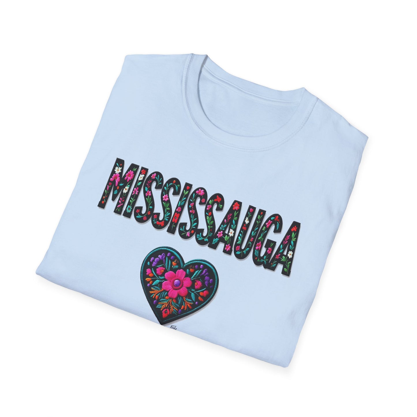 Mississauga Local Gal Flower-Heart T-Shirt, c05-n00-s005 Softstyle Graphic Tee, Unisex Casual Wear, Support Local Merch, Gift for Community Lovers, Finkz WINDSOR