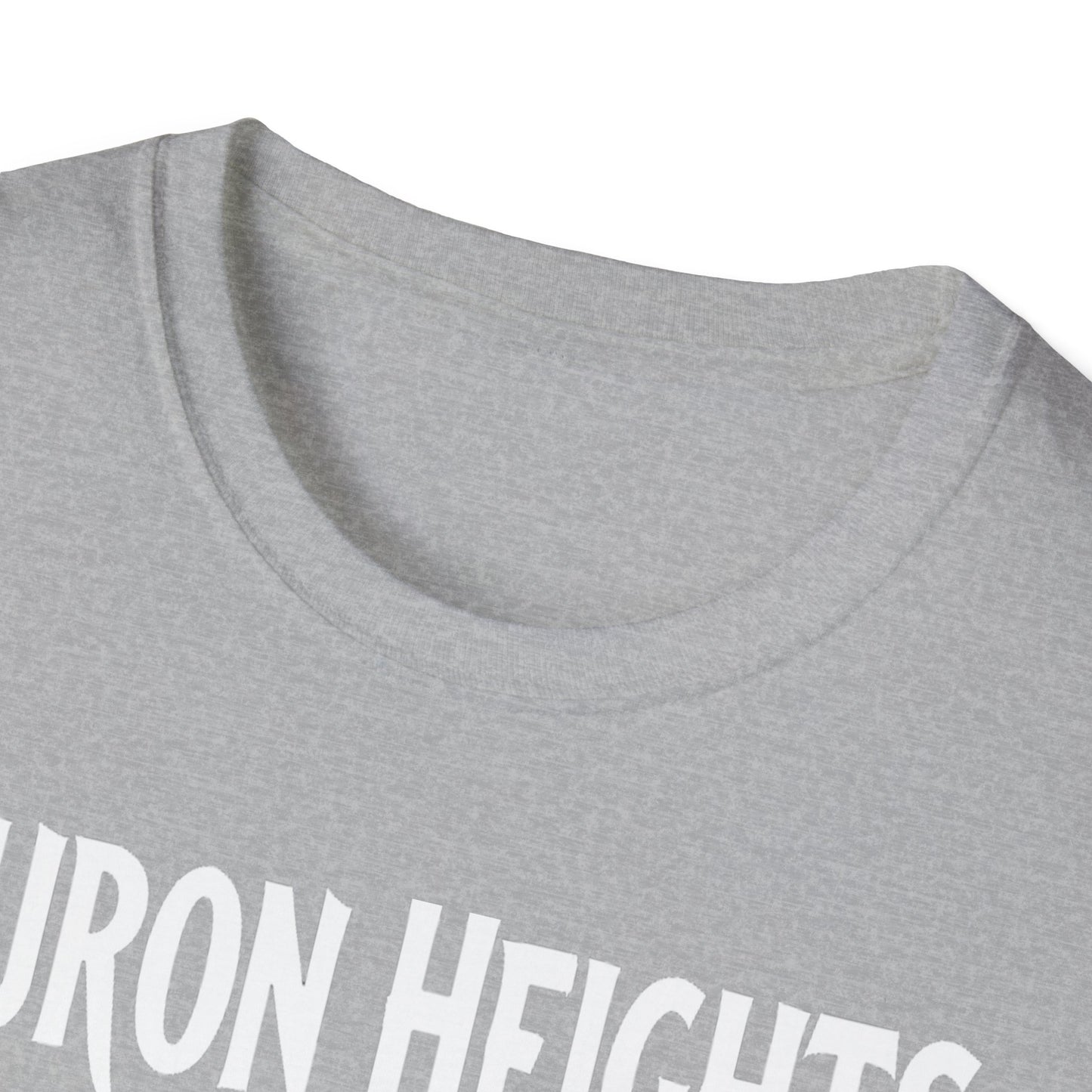 Huron Heights Hardcore Rep'n White Leaf T-Shirt, c002-n06-s007 Softstyle Graphic Tee, Unisex Casual Wear, Support'n Locals Merch, Gift for Community Lovers.