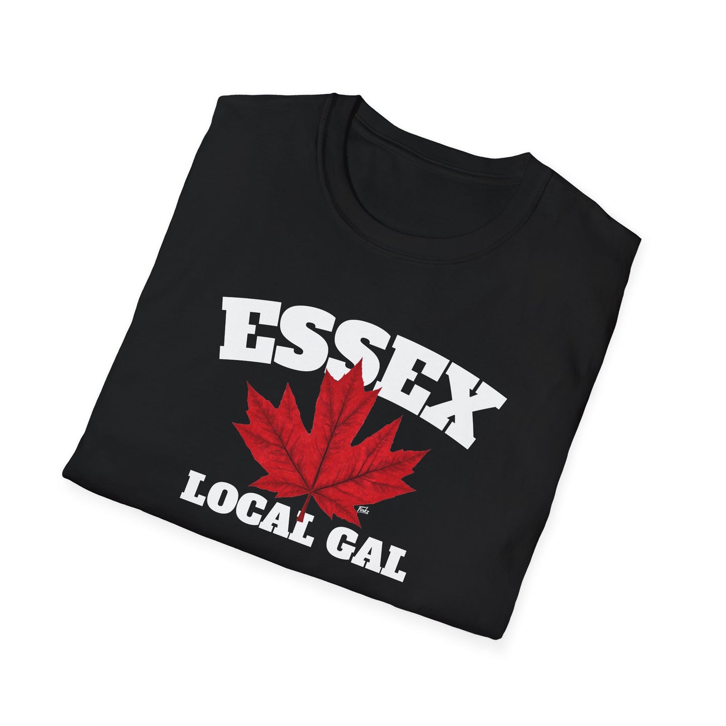 ESSEX Local Gal Red Leaf T-Shirt, Softstyle Graphic Tee, Unisex Casual Wear, Support Local Merch, Gift for Community Lovers, Finkz Windsor