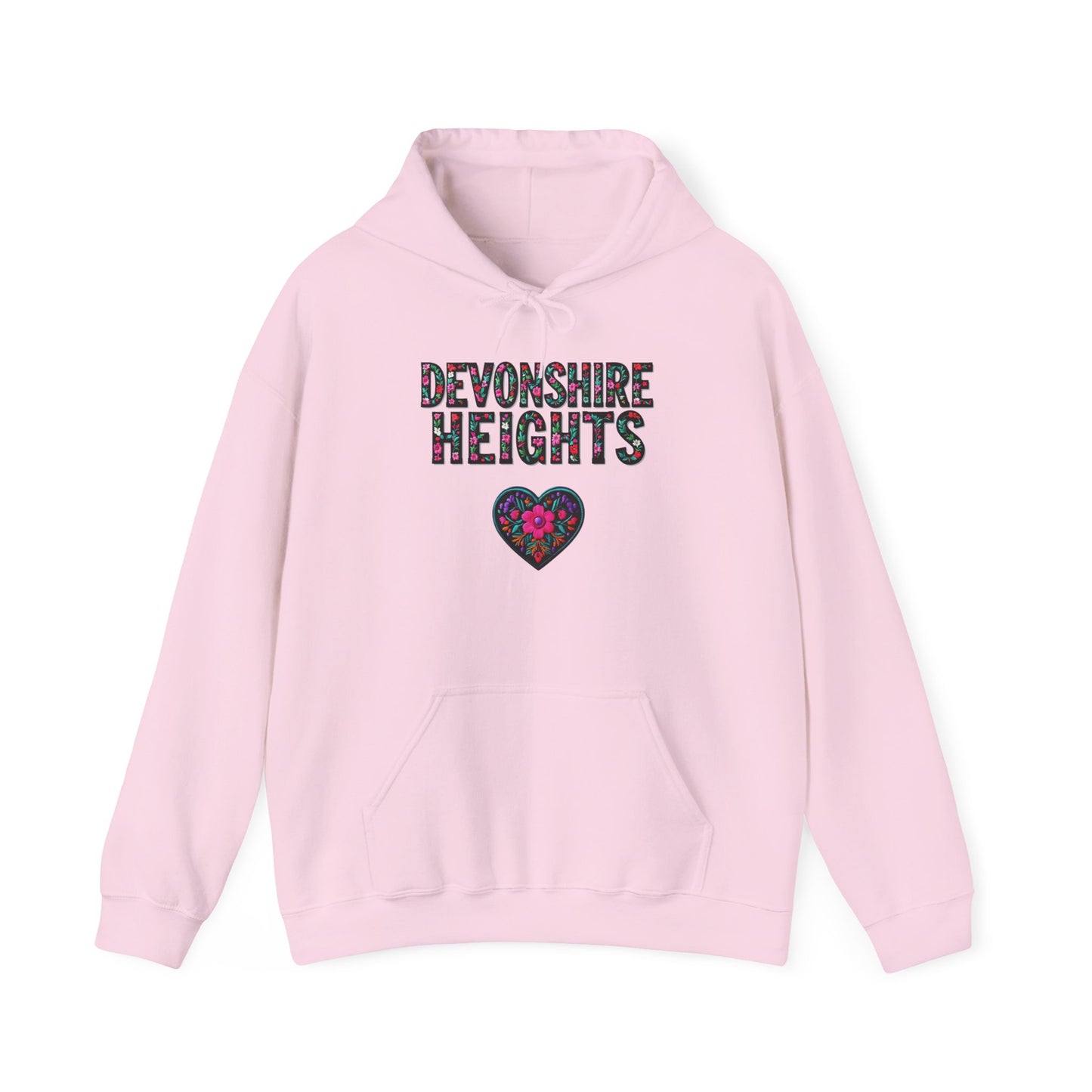 Devonshire Heights Local Gal Flower c01-n15-hs005, Hooded Sweatshirt -  Unisex Heavy Blend™ Pullover, Casual Hoodie for Every Day, Gift for Friends, Support'n Locals -Local Pride Apparel Support Your Community