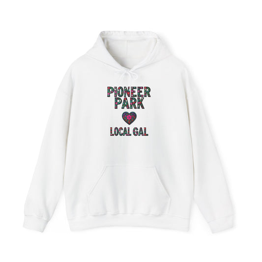 Pioneer Park Local Gal Flower c03-n08-hs005, Hooded Sweatshirt -  Unisex Heavy Blend™ Pullover, Casual Hoodie for Every Day, Gift for Friends, Support'n Locals -Local Pride Apparel Support Your Community