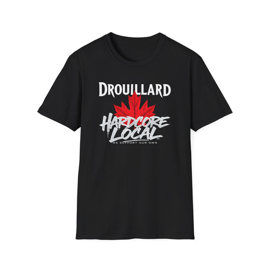 DROUILLARD Hardcore Local, We Support Our Own,  Red Leaf 3 T-Shirt, Softstyle Graphic Tee, Unisex Casual Wear, Support Local Merch, Gift for Community Lovers, FINKZ WINDSOR
