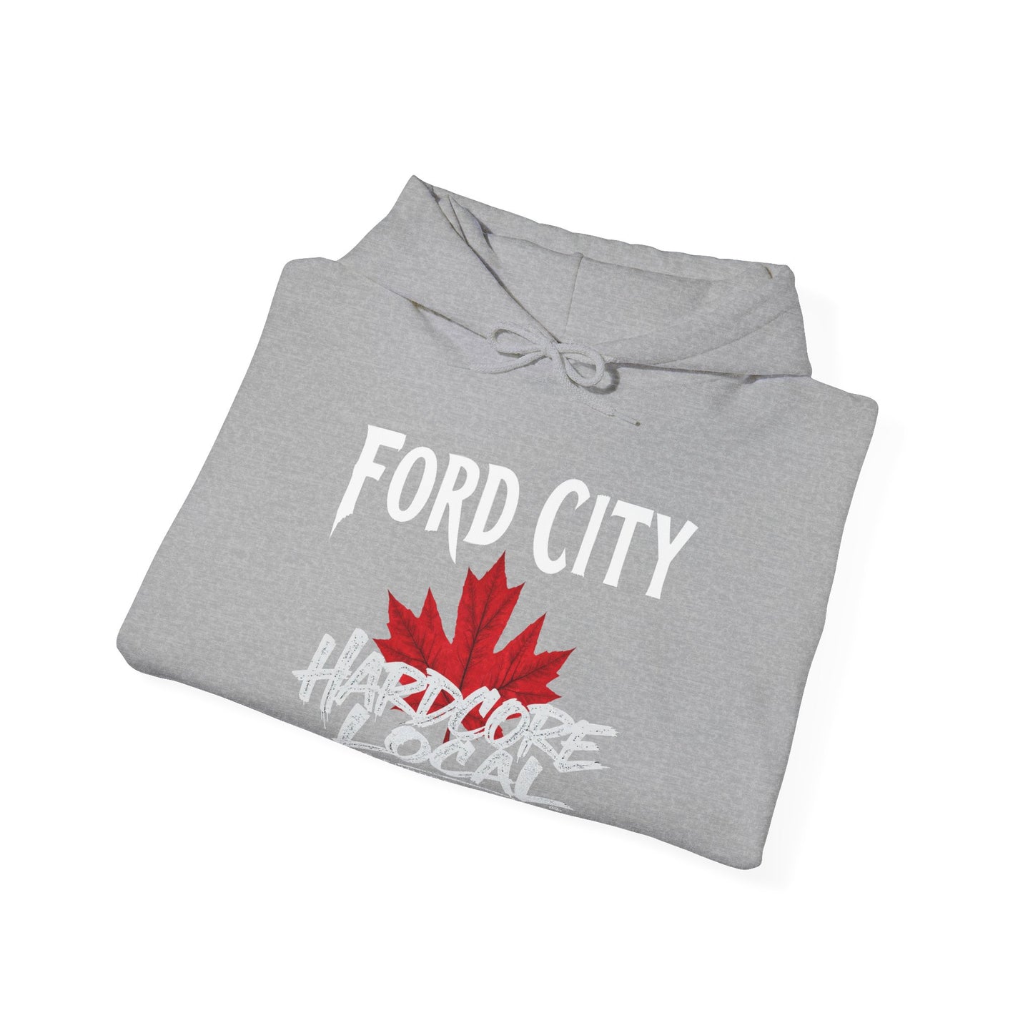 Ford City HARDCORE LOCAL red leaf, Hooded Sweatshirt - c01-n14-hs006 Unisex Heavy Blend™ Pullover, Casual Hoodie for Every Day, Gift for Friends, Support'n Locals -Local Pride Apparel Support Your Community
