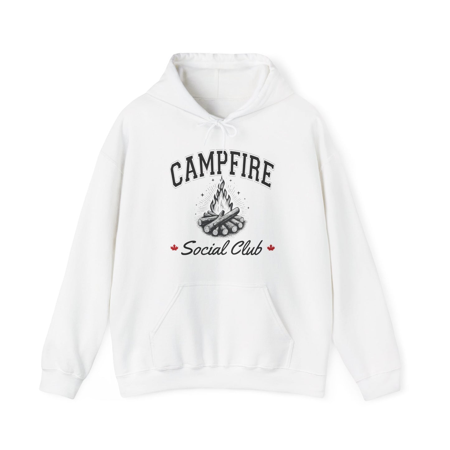 Fire Campfire Social Club No Leaf Cozy Hoodie | Unisex Sweatshirt for Nature Lovers, Casual Wear, Gift for Him/Her, Outdoor Adventures, Cozy Days Canada Patriotic