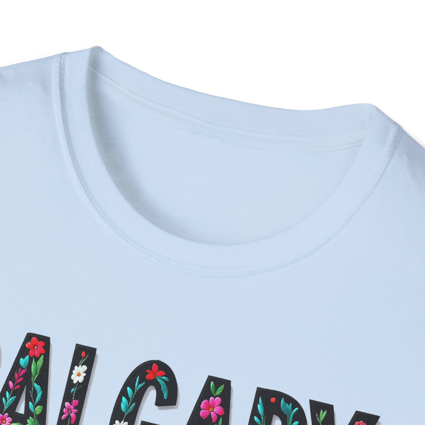 Calgary Local Gal Flower-Heart T-Shirt, c011-n00-s005 Softstyle Graphic Tee, Unisex Casual Wear, Support Local Merch, Gift for Community Lovers, Finkz