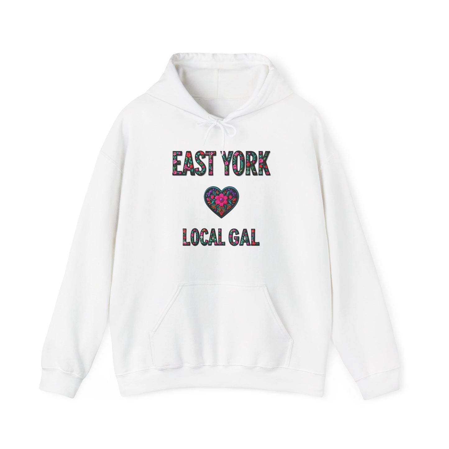 East York Local Gal Flower c06-n02-hs005, Hooded Sweatshirt -  Unisex Heavy Blend™ Pullover, Casual Hoodie for Every Day, Gift for Friends, Support'n Locals -Local Pride Apparel Support Your Community