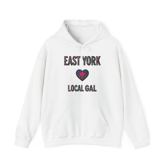 East York Local Gal Flower c06-n02-hs005, Hooded Sweatshirt -  Unisex Heavy Blend™ Pullover, Casual Hoodie for Every Day, Gift for Friends, Support'n Locals -Local Pride Apparel Support Your Community