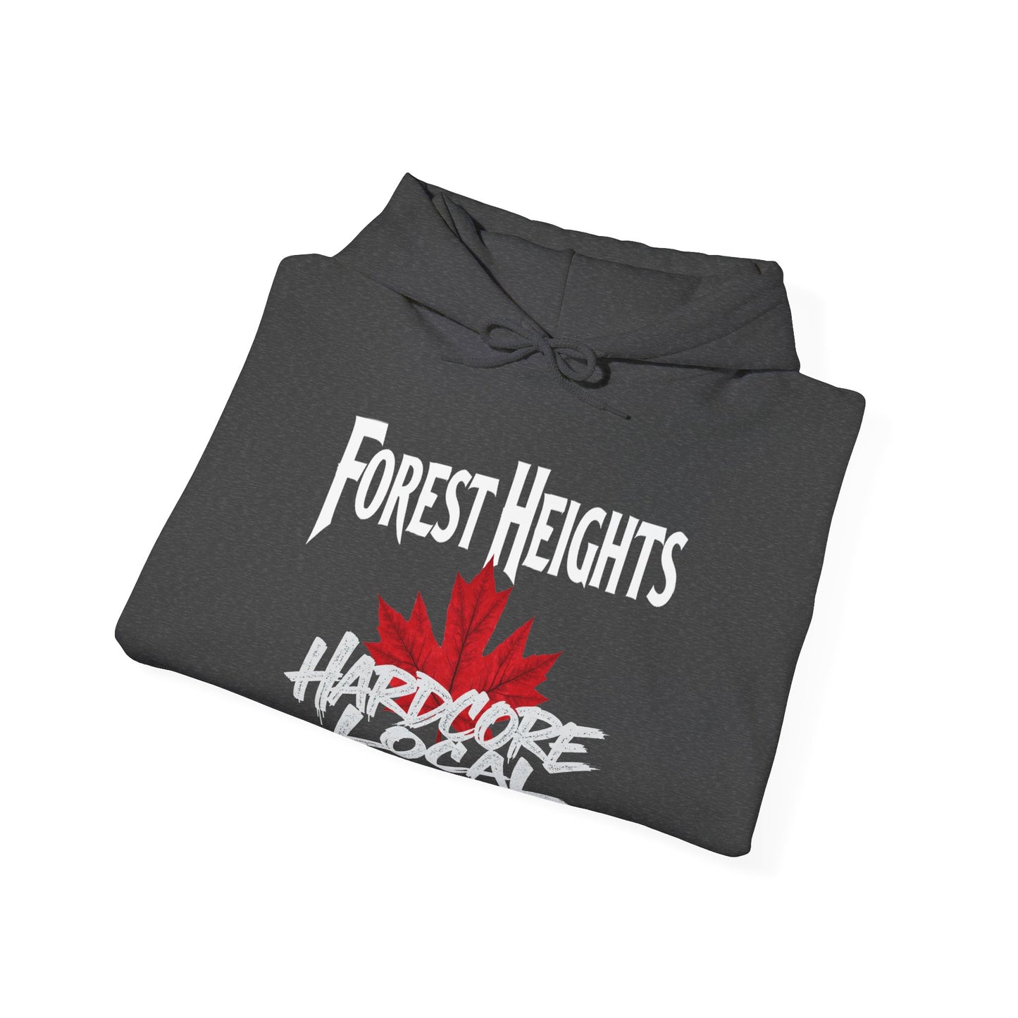 Forest Heights HARDCORE LOCAL red leaf, Hooded Sweatshirt - c03-n03-hs006 Unisex Heavy Blend™ Pullover, Casual Hoodie for Every Day, Gift for Friends, Support'n Locals -Local Pride Apparel Support Your Community
