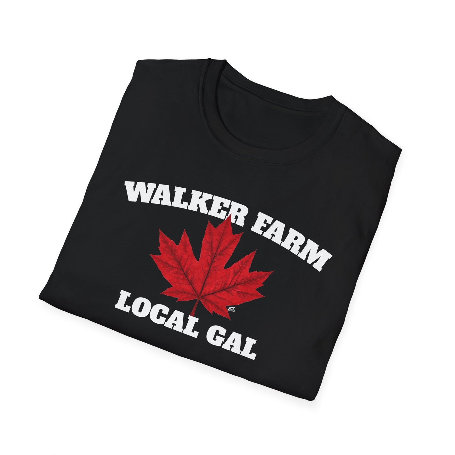 WALKER FARM Local Gal Red Leaf T-Shirt, Softstyle Graphic Tee, Unisex Casual Wear, Support Local Merch, Gift for Community Lovers, Finkz Windsor