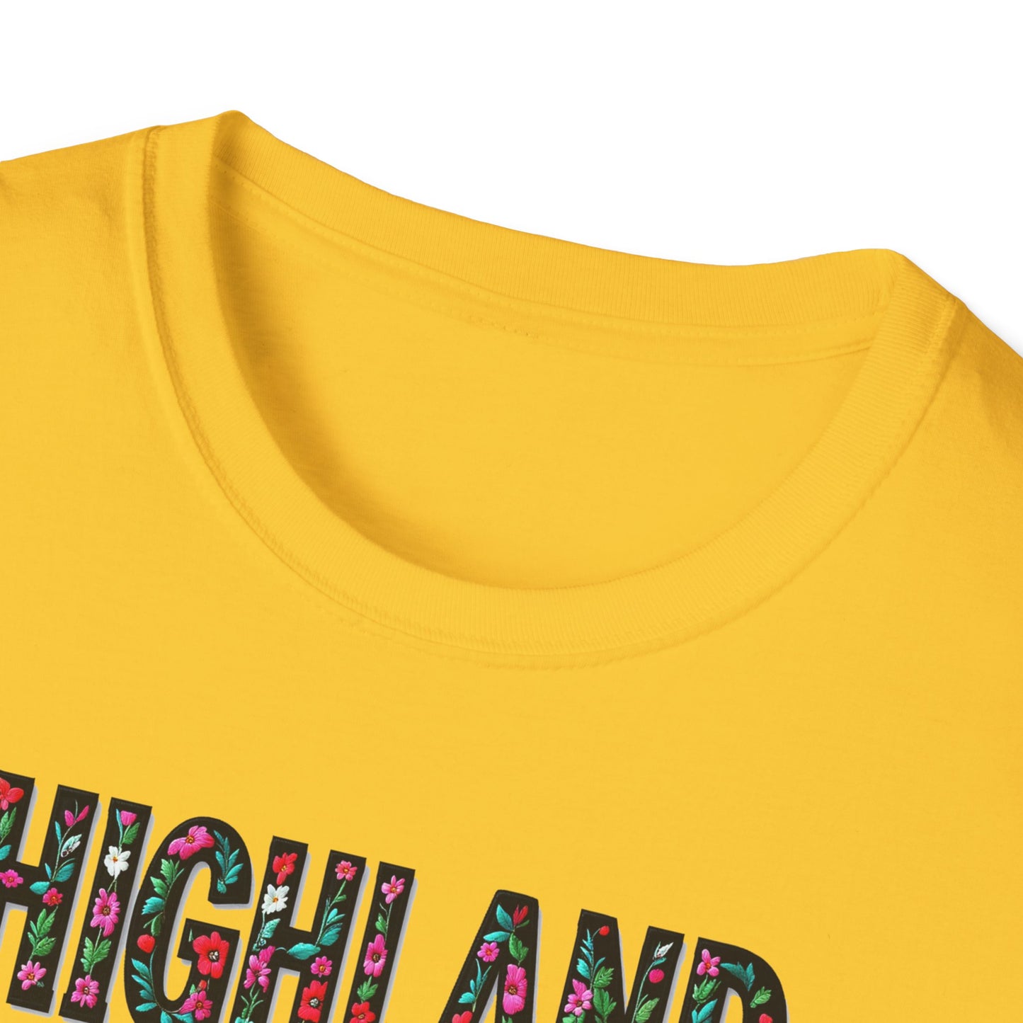 Highland Local Gal Flower-Heart T-Shirt, c02-n05-s05  Softstyle Graphic Tee, Unisex Casual Wear, Support Local Merch, Gift for Community Lovers, Finkz WINDSOR