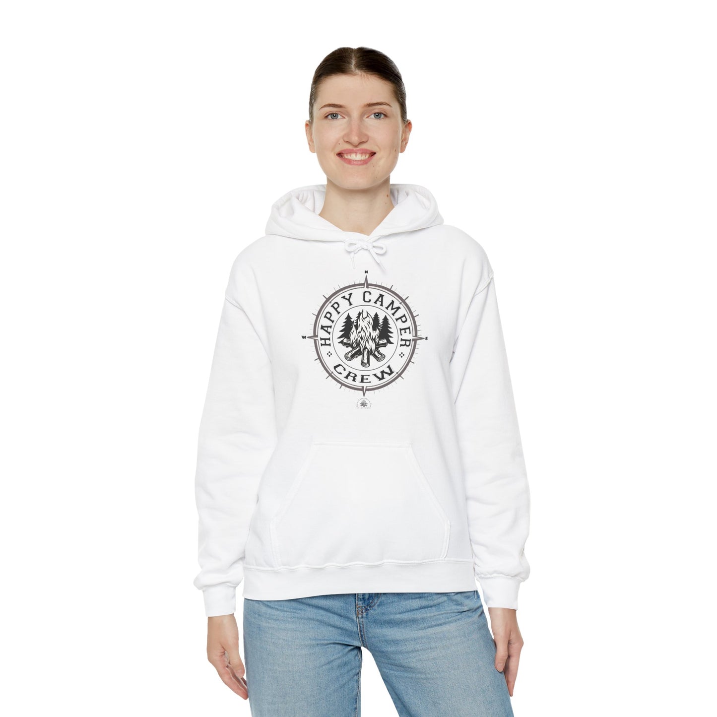 Happy Camper Crew Hoodie | HappyCamperCrew.Com 100% Authentic | Cozy Camping Hoodie | Unisex Hooded Sweatshirt for Nature Lovers, Casual Wear, Gift for Him/Her, Outdoor Adventures, Cozy Days & Warm Nights by the Campfire