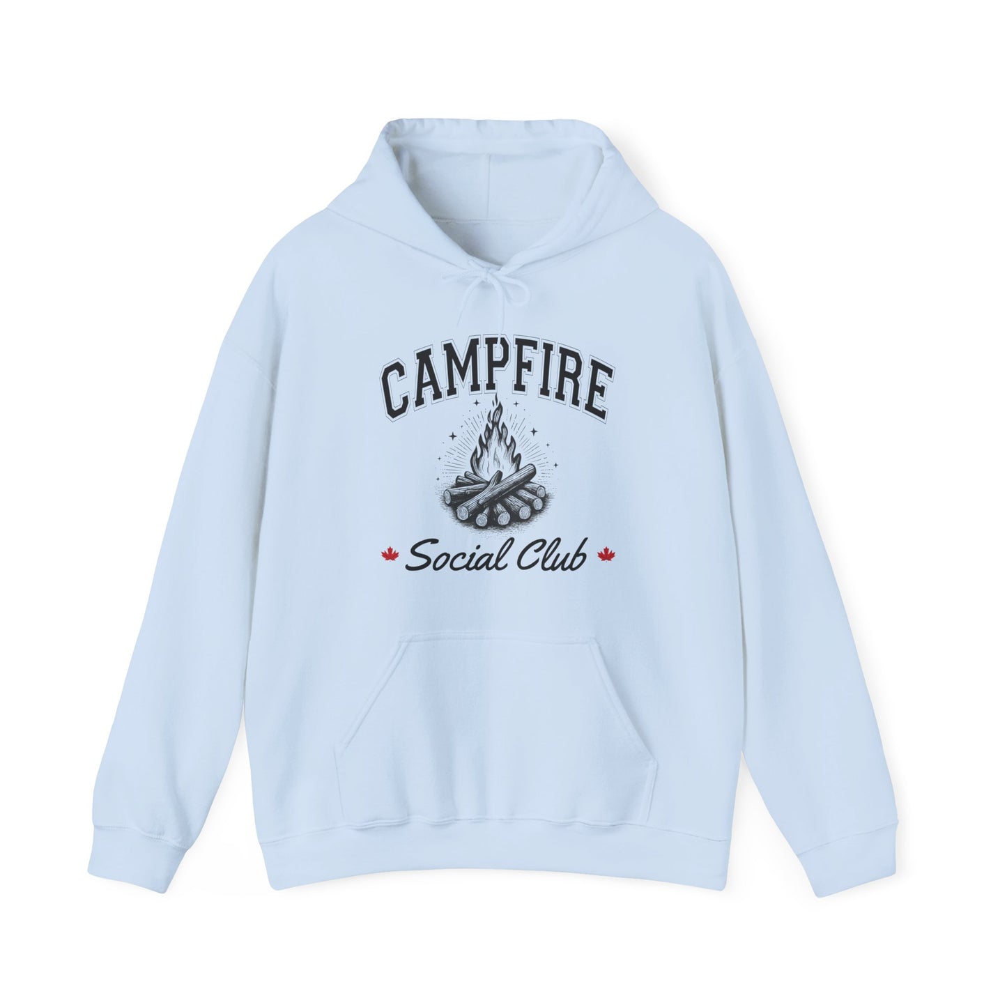 Fire Campfire Social Club No Leaf Cozy Hoodie | Unisex Sweatshirt for Nature Lovers, Casual Wear, Gift for Him/Her, Outdoor Adventures, Cozy Days Canada Patriotic