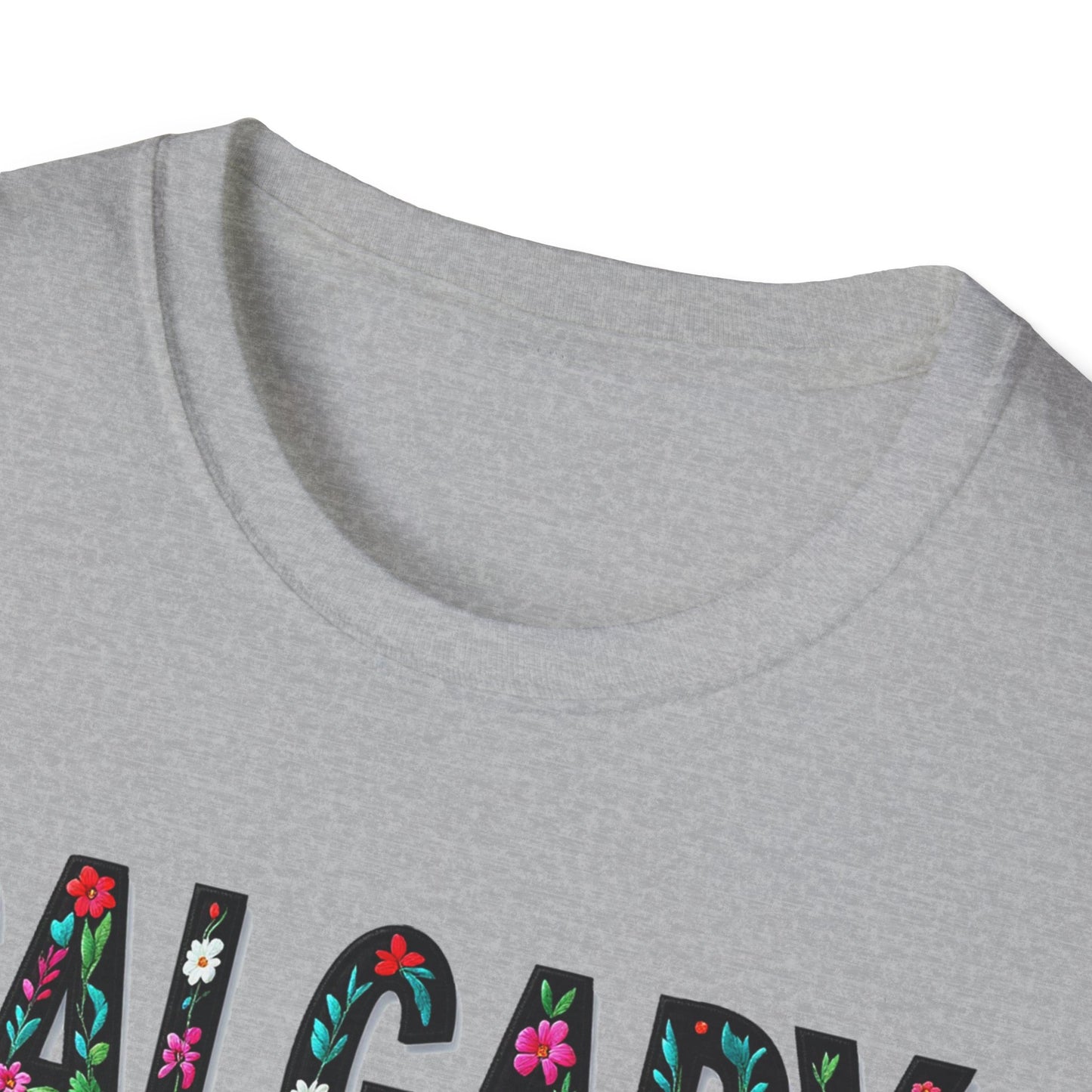 Calgary Local Gal Flower-Heart T-Shirt, c011-n00-s005 Softstyle Graphic Tee, Unisex Casual Wear, Support Local Merch, Gift for Community Lovers, Finkz