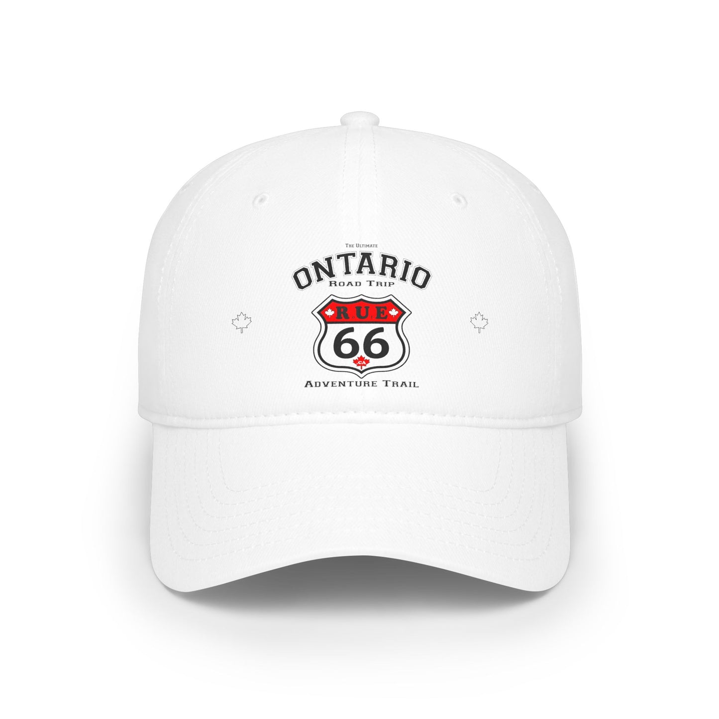 Rue 66 Ontario road trip Adventure Trail White Low Profile Baseball Cap, Adjustable Hat,