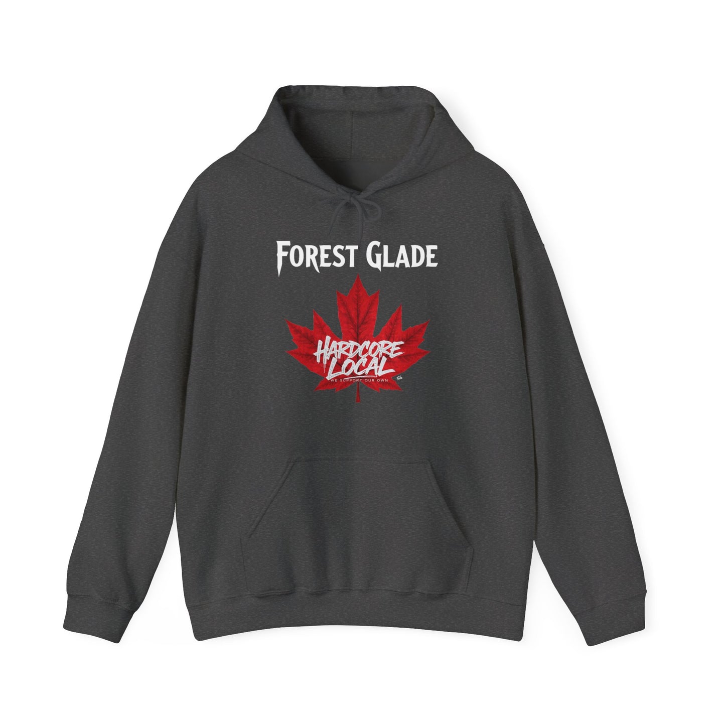 FOREST GLADE RED LEAF HARDCORE LOCAL Hooded Sweatshirt - Unisex Heavy Blend™ Pullover, Casual Hoodie for Every Day, Gift for Friends, Local Pride Apparel Support Your Community Finkz 49