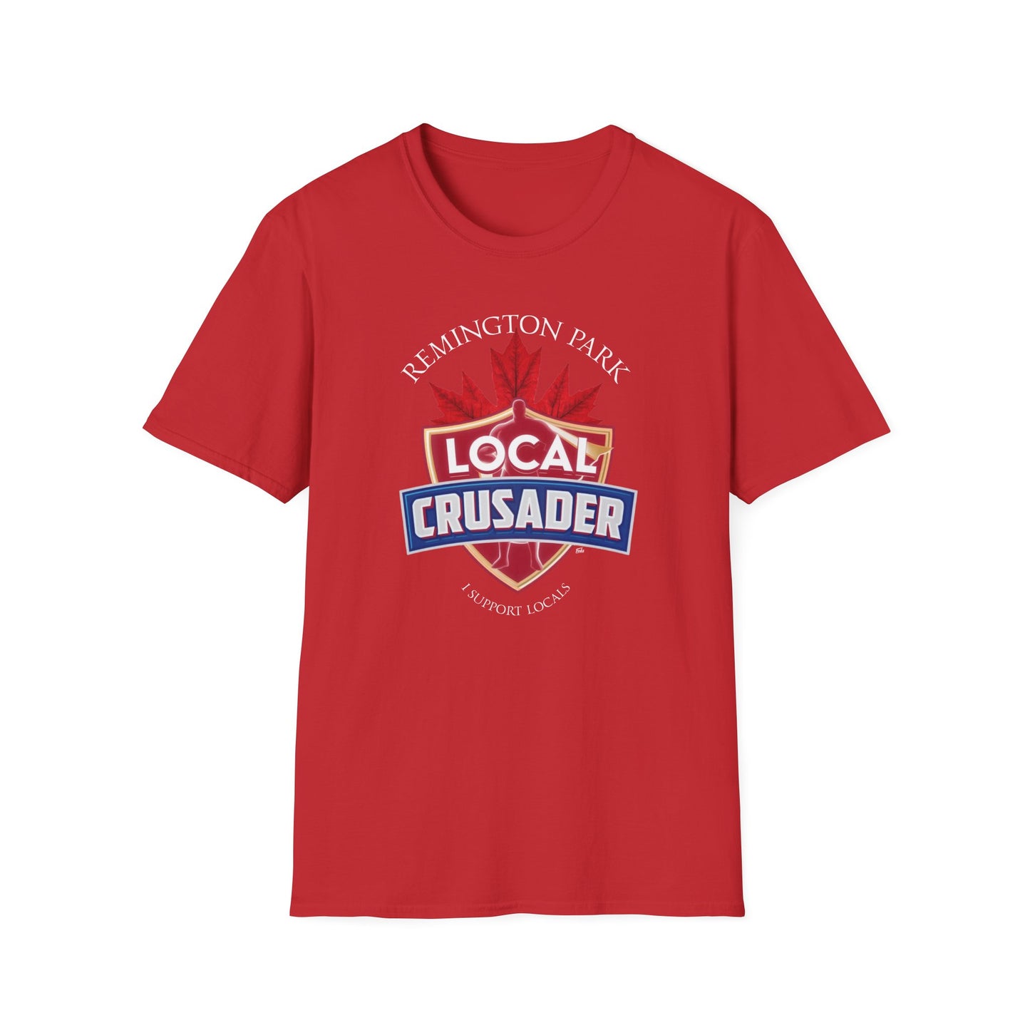 REMINGTON PARK Local Crusader, 1 Leaf, I Support Locals T-Shirt, Softstyle Graphic Tee, Unisex Casual Wear, Support Local Merch, Gift for Community Lovers, Finkz Windsor
