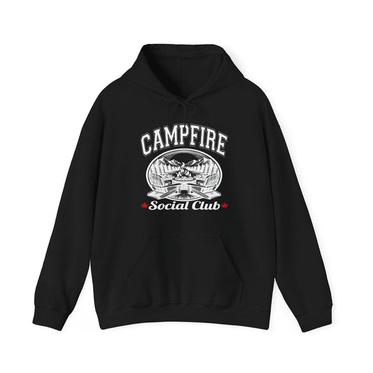 Black Campfire Social Club Chairs Leaf Cozy Hoodie | Unisex Sweatshirt for Nature Lovers, Casual Wear, Gift for Him/Her, Outdoor Adventures, Cozy Days Canada Patriotic