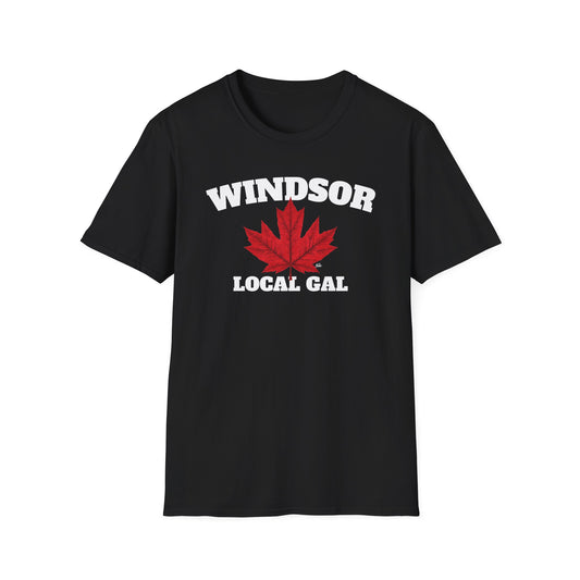 Windsor Local Gal Red Leaf T-Shirt, Softstyle Graphic Tee, Unisex Casual Wear, Support Local Merch, Gift for Community Lovers, Finkz