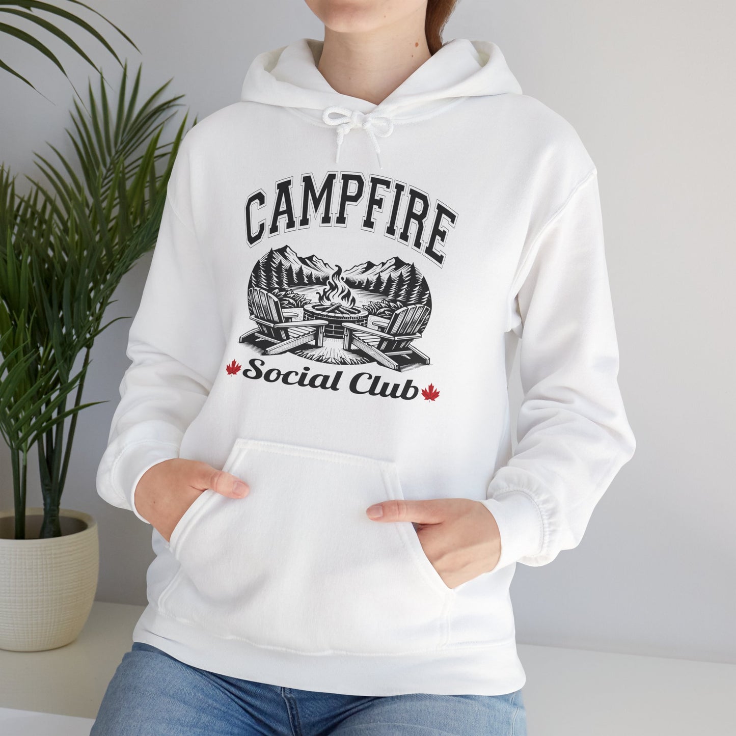 Campfire Social Club Hoodie | HappyCamperCrew.Com 100% Authentic | Cozy Camping Hoodie | Unisex Hooded Sweatshirt for Nature Lovers, Casual Wear, Gift for Him/Her, Outdoor Adventures, Cozy Days & Warm Nights by the Campfire