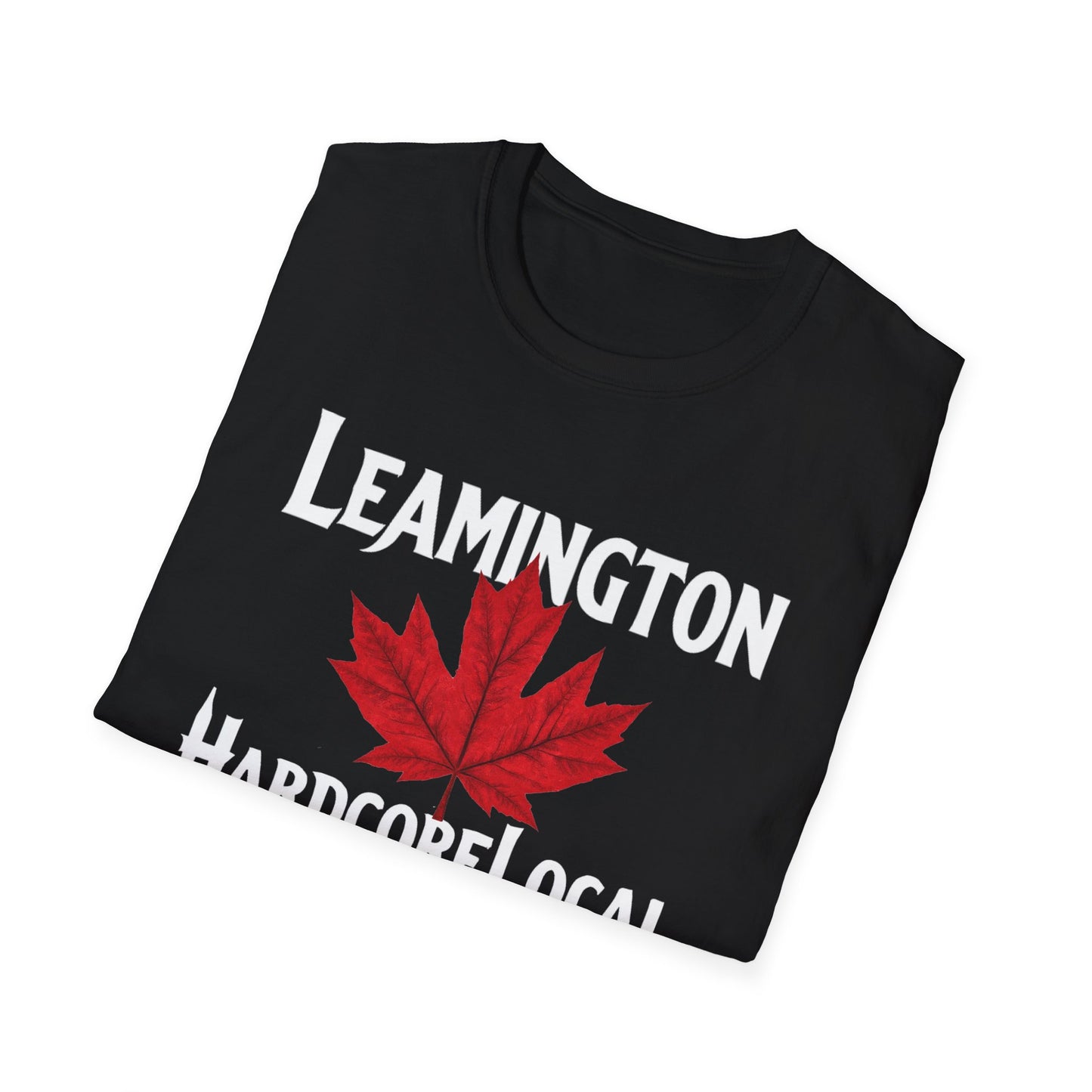 Leamington Hardcore Local Red Leaf, We Support Our Own, 1 T-Shirt, Softstyle Graphic Tee, Unisex Casual Wear, Support Local Merch, Gift for Community Lovers