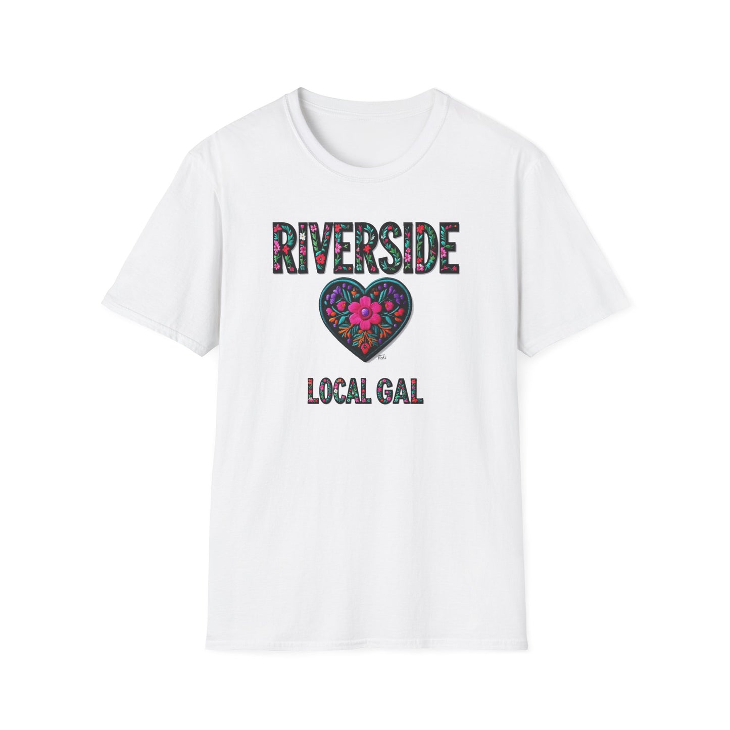 RIVERSIDE Local Gal Flower-Heart T-Shirt, Softstyle Graphic Tee, Unisex Casual Wear, Support Local Merch, Gift for Community Lovers, Finkz WINDSOR
