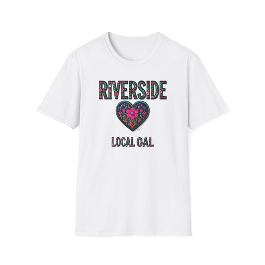 RIVERSIDE Local Gal Flower-Heart T-Shirt, Softstyle Graphic Tee, Unisex Casual Wear, Support Local Merch, Gift for Community Lovers, Finkz WINDSOR