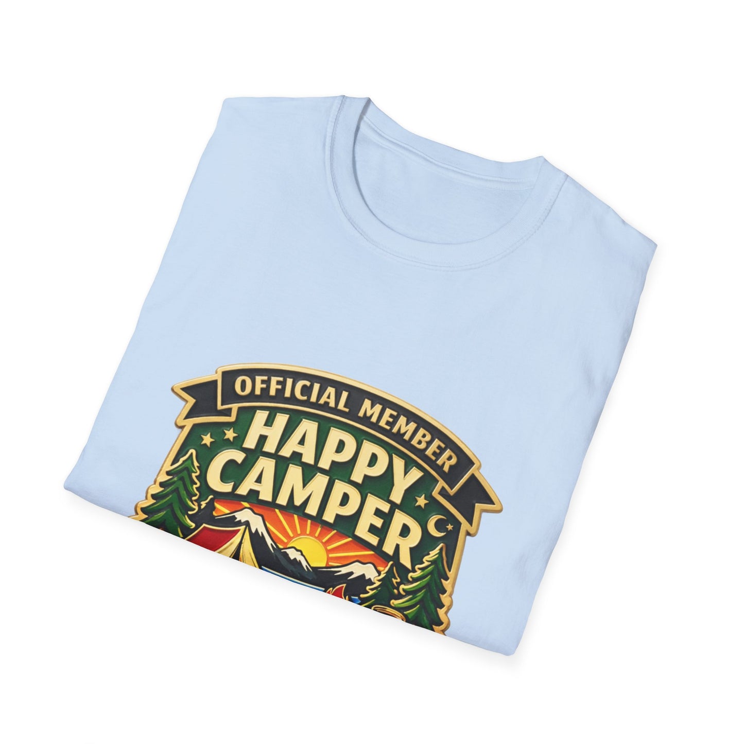 Happy Camper Crew T-Shirt Dark, Softstyle, Unisex  - HappyCamperCrew.com