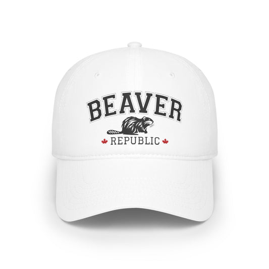 Beaver Republic White Low Profile Baseball Cap, Adjustable Hat, Outdoor Gear, Casual Style, Gift for Nature Lovers