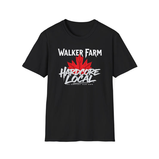 WALKER FARM Hardcore Local, We Support Our Own,  Red Leaf 3 T-Shirt, Softstyle Graphic Tee, Unisex Casual Wear, Support Local Merch, Gift for Community Lovers, FINKZ WINDSOR