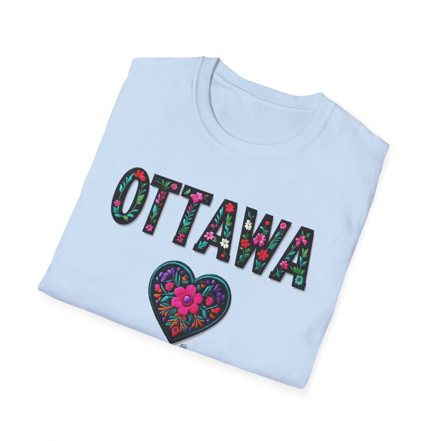 Ottawa Local Gal Flower-Heart T-Shirt, c07-n00-s005 Softstyle Graphic Tee, Unisex Casual Wear, Support Local Merch, Gift for Community Lovers, Finkz WINDSOR