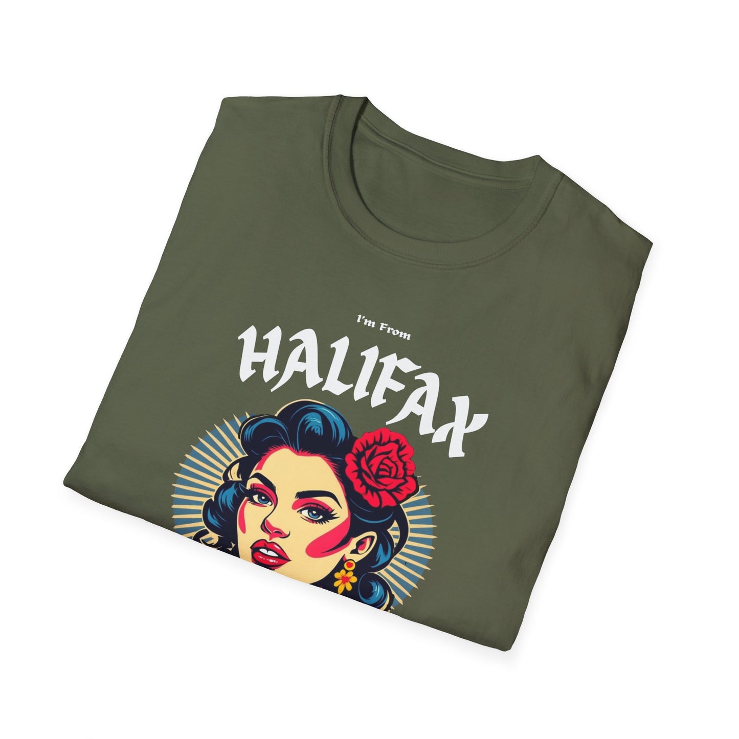 Halifax Underestimate Gal T-Shirt, c008-n00-s001 Softstyle Graphic Tee, Unisex Casual Wear, Support'n Locals Merch, Gift for Community Lovers.