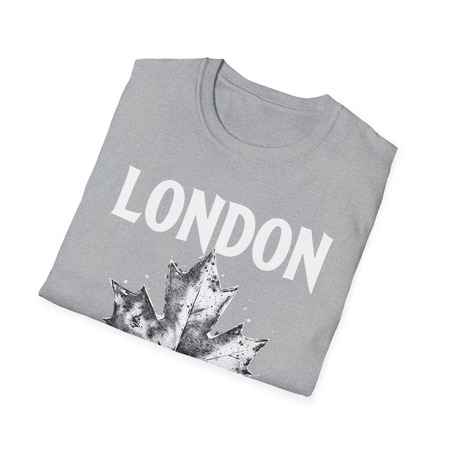 London Hardcore Rep'n White Leaf T-Shirt, c002-n00-s007 Softstyle Graphic Tee, Unisex Casual Wear, Support'n Locals Merch, Gift for Community Lovers.