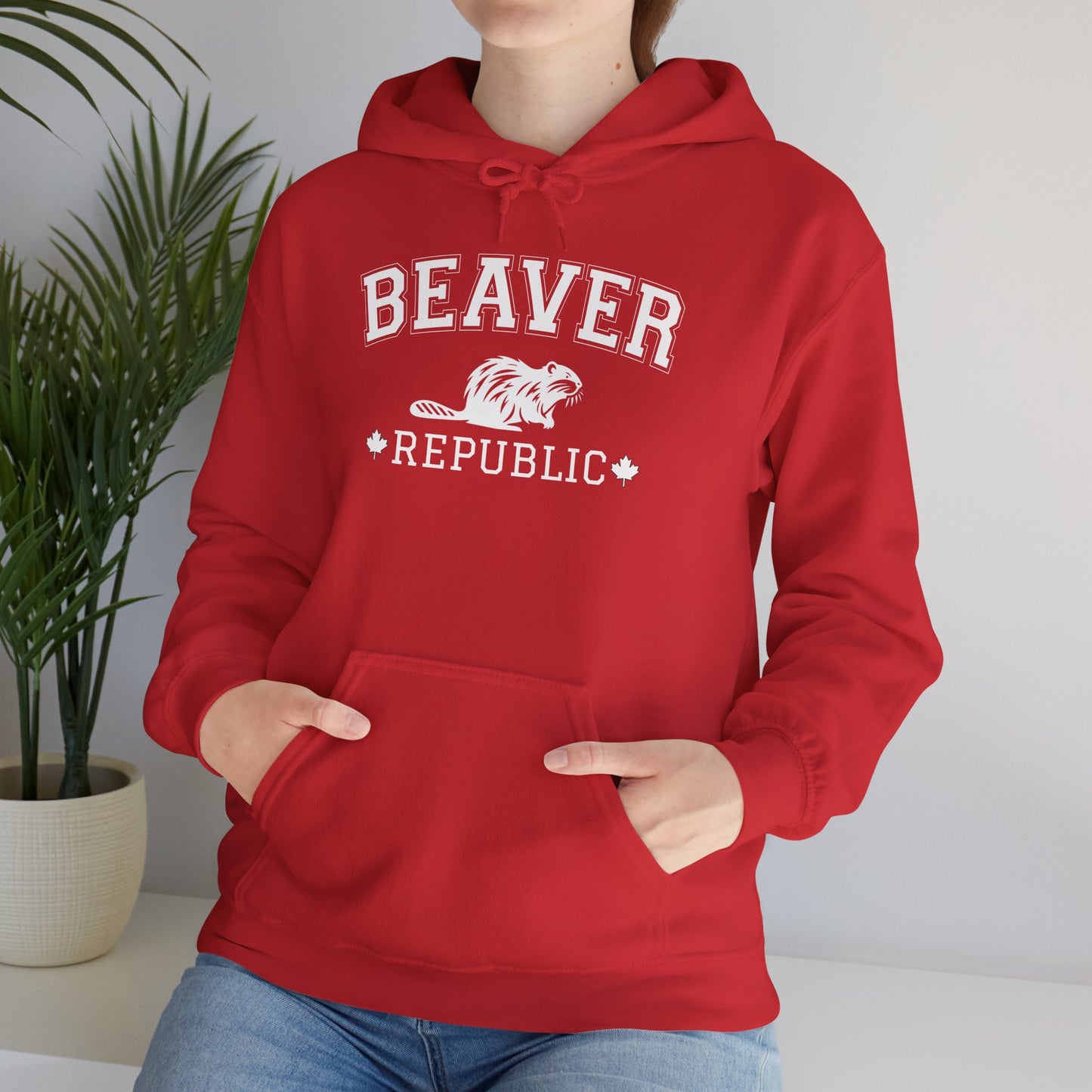 Beaver Republic Red, Hooded Sweatshirt - c00-n00-hs006 Unisex Heavy Blend™ Pullover, Casual Hoodie for Every Day, Gift for Friends, Support'n Locals -Local Pride Apparel Support Your Community