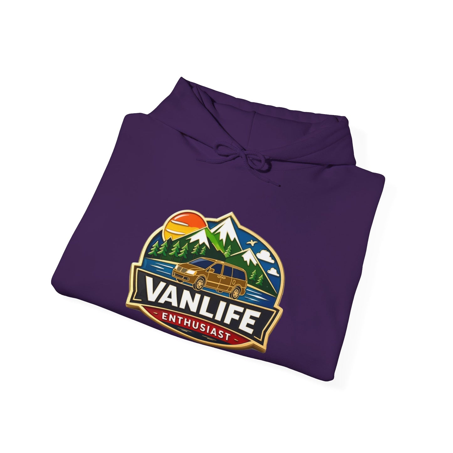 Vanlife Enthusiast Hoodie - Vintage Mountain Camper Graphic Hooded Sweatshirt