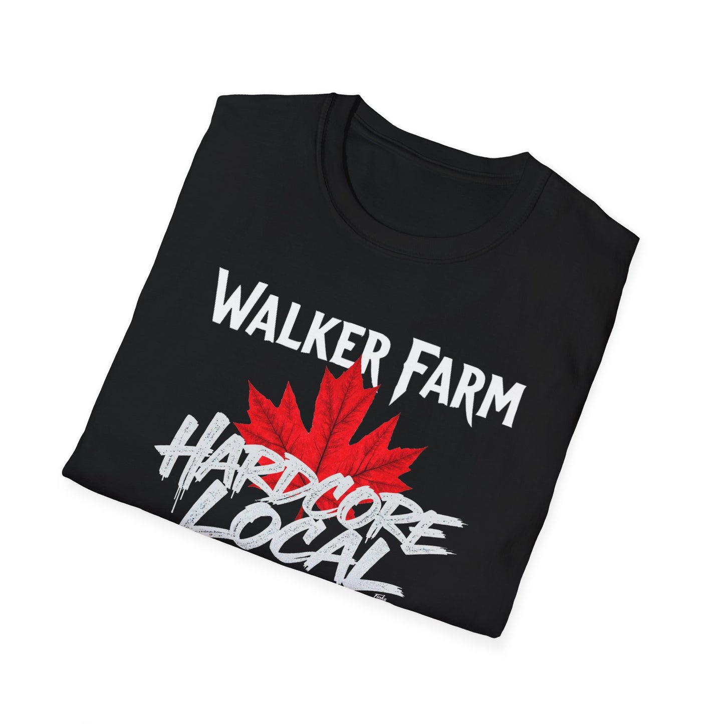 WALKER FARM Hardcore Local, We Support Our Own,  Red Leaf 3 T-Shirt, Softstyle Graphic Tee, Unisex Casual Wear, Support Local Merch, Gift for Community Lovers, FINKZ WINDSOR