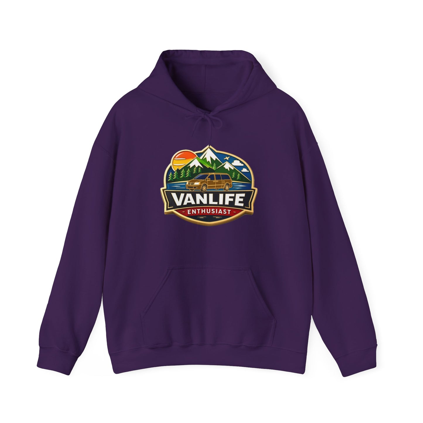 Vanlife Enthusiast Hoodie - Vintage Mountain Camper Graphic Hooded Sweatshirt