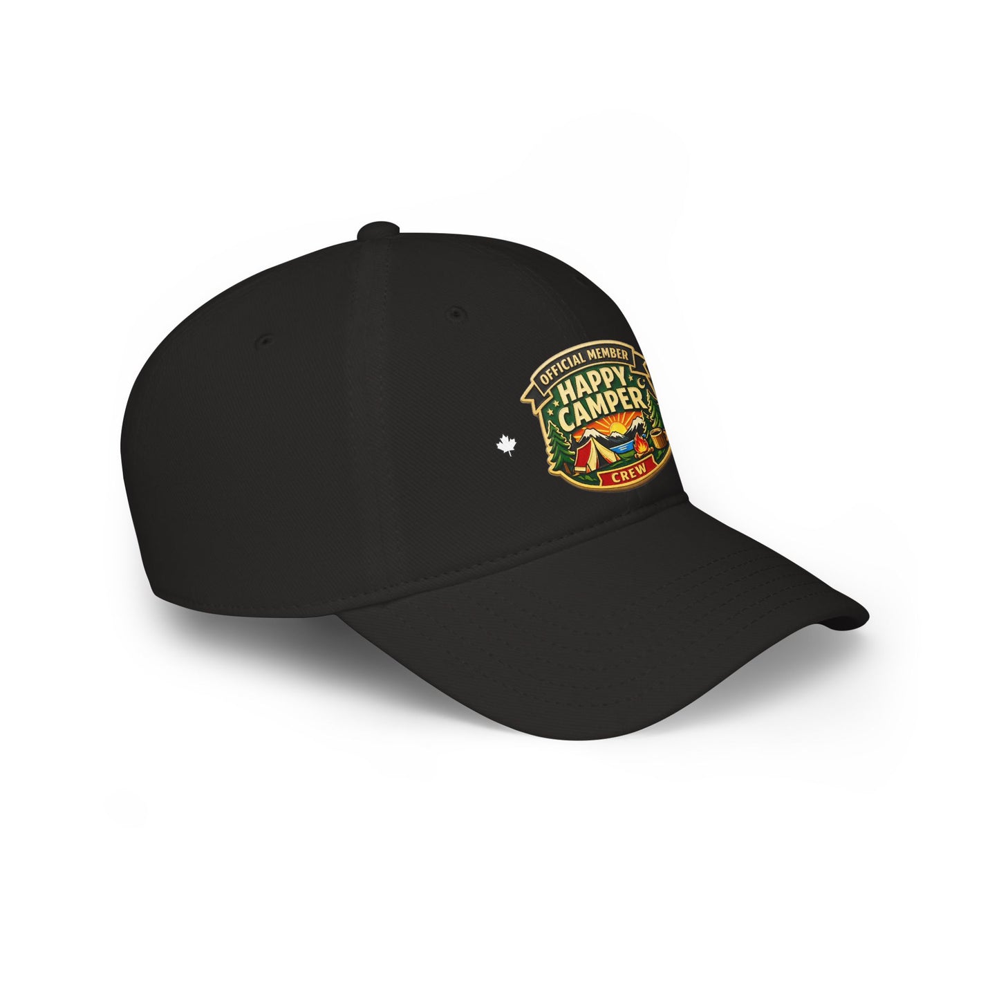 Official Member Happy Camper Crew Black Low Profile Baseball Cap, Adjustable Hat, Outdoor Gear, Casual Style, Gift for Nature Lovers HappyCamperCrew.com