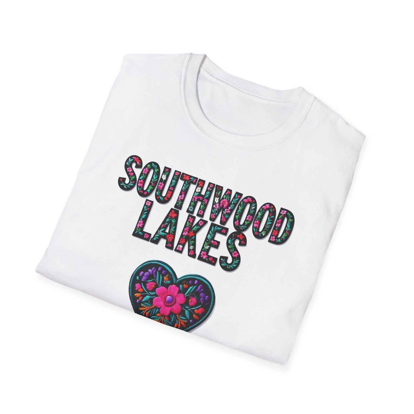SOUTHWOOD LAKES Local Gal Flower-Heart T-Shirt, 3 Softstyle Graphic Tee, Unisex Casual Wear, Support Local Merch, Gift for Community Lovers, Finkz WINDSOR