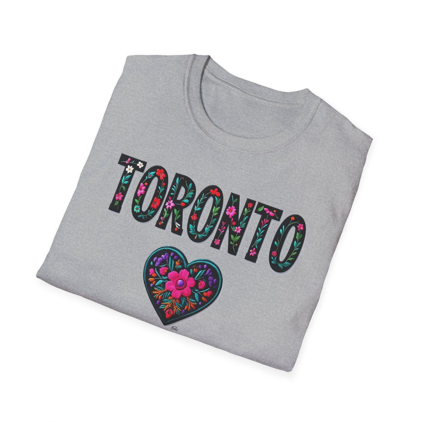 toronto Local Gal Flower-Heart T-Shirt, c06-n00-s005 Softstyle Graphic Tee, Unisex Casual Wear, Support Local Merch, Gift for Community Lovers, Finkz WINDSOR