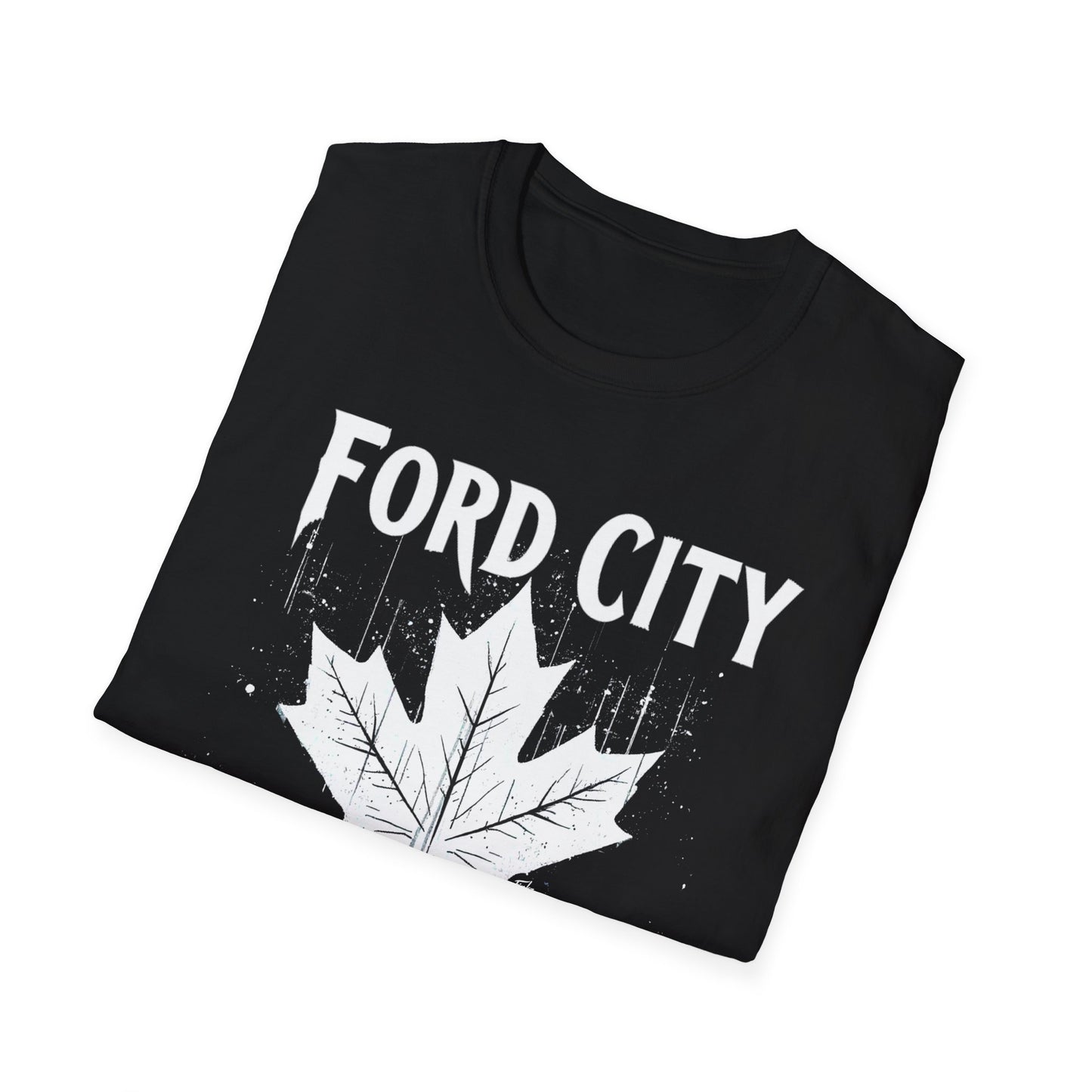 FORD CITY, We Support Our Own 2, Hardcore Local White Leaf T-Shirt, Softstyle Graphic Tee, Unisex Casual Wear, Support Local Merch, Gift for Community Lovers Finkz Windsor