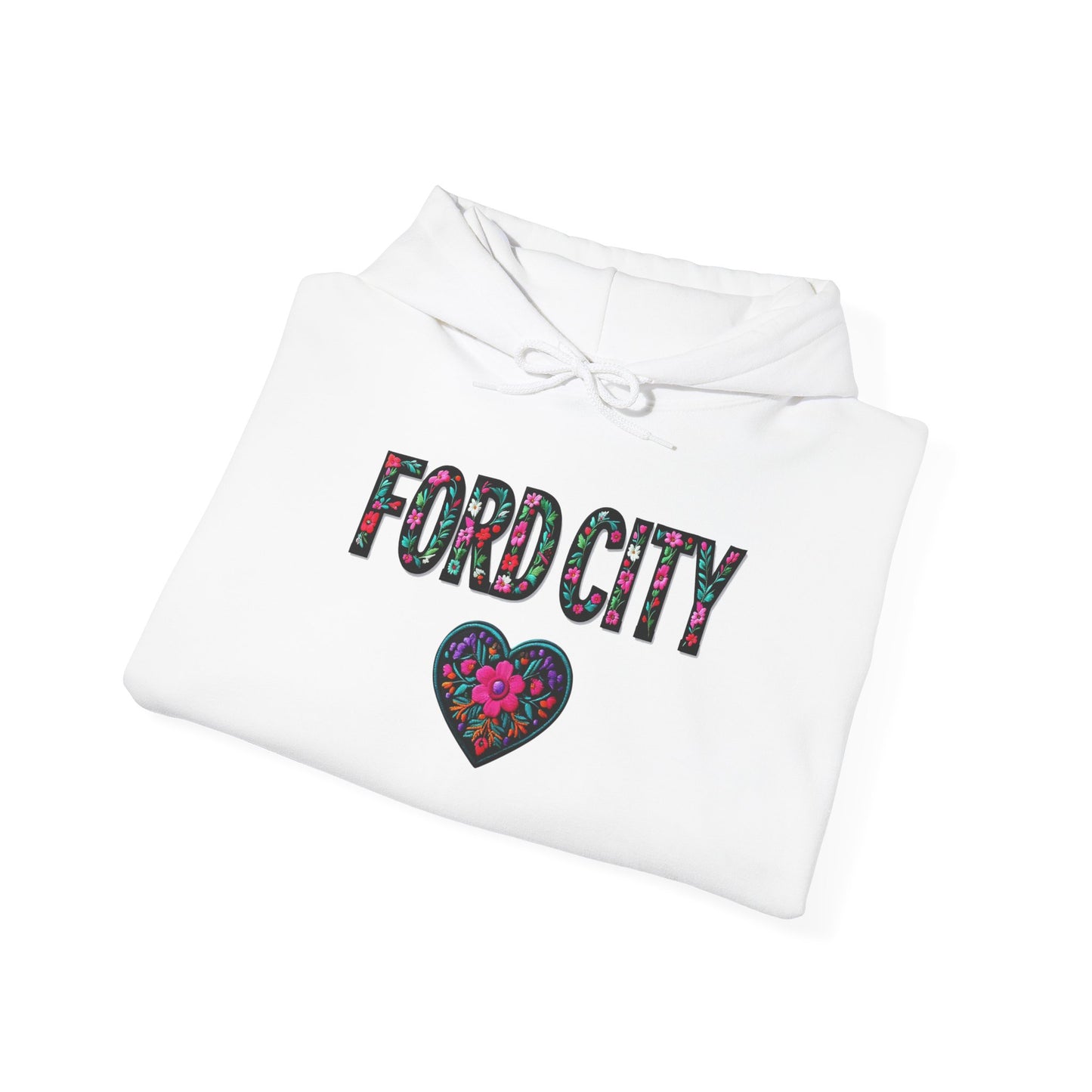 Ford City Local Gal Flower c01-n14-hs005, Hooded Sweatshirt -  Unisex Heavy Blend™ Pullover, Casual Hoodie for Every Day, Gift for Friends, Support'n Locals -Local Pride Apparel Support Your Community