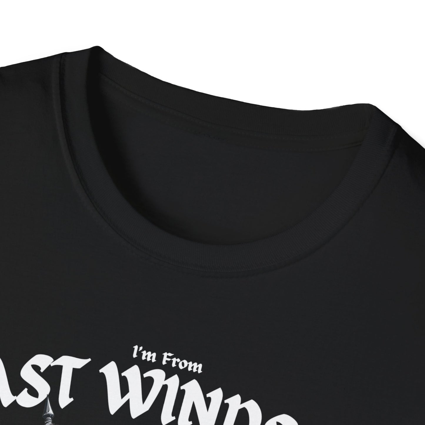 East Windsor Underestimate Guy T-Shirt, c01-n02-s002 Softstyle Graphic Tee, Unisex Casual Wear, Support'n Locals Merch, Gift for Community Lovers.