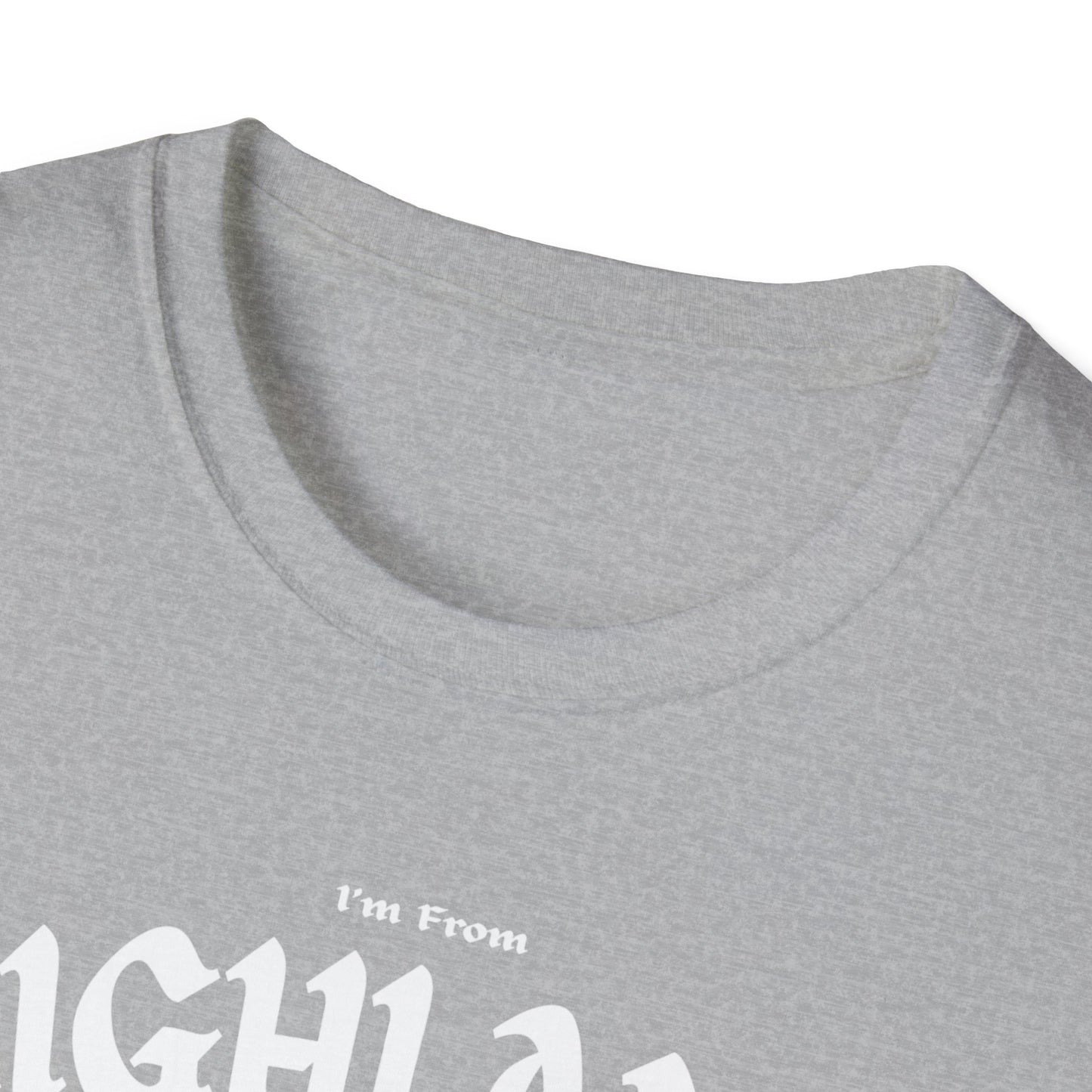 Highland Underestimate Gal T-Shirt, c02-n05-s001 Softstyle Graphic Tee, Unisex Casual Wear, Support'n Locals Merch, Gift for Community Lovers.