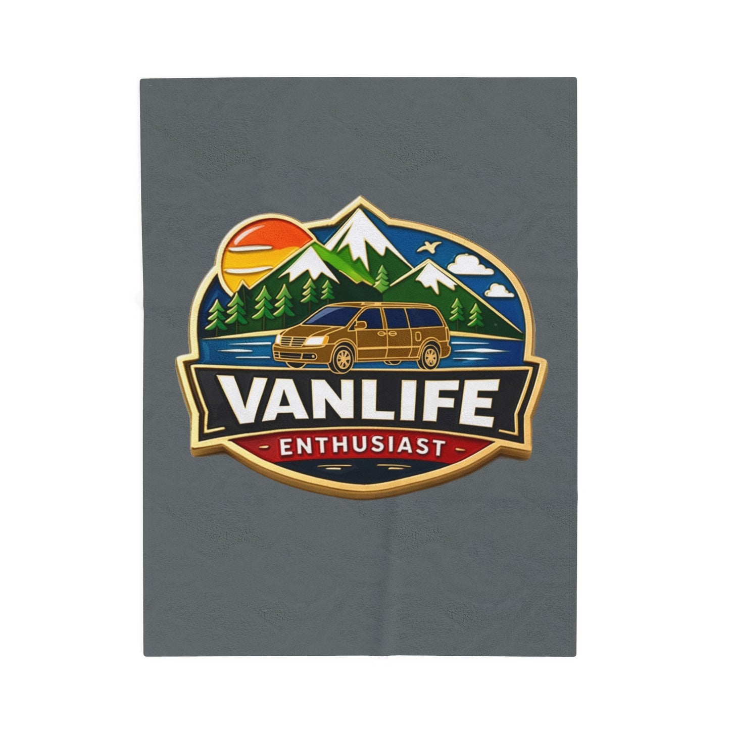Velveteen Plush Blanket — "Vanlife Enthusiast" Mountain Camper Throw