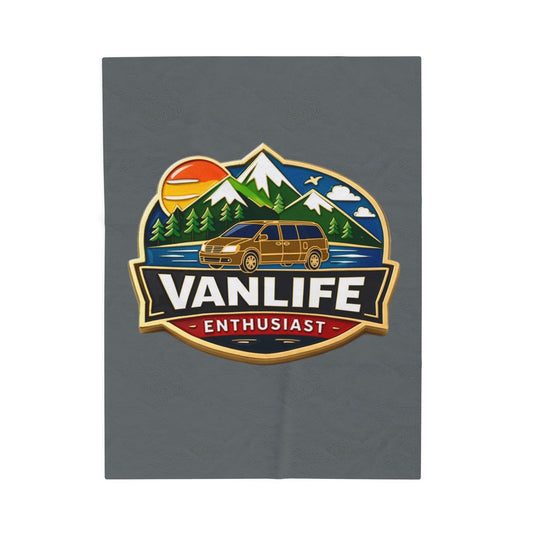 Velveteen Plush Blanket — "Vanlife Enthusiast" Mountain Camper Throw