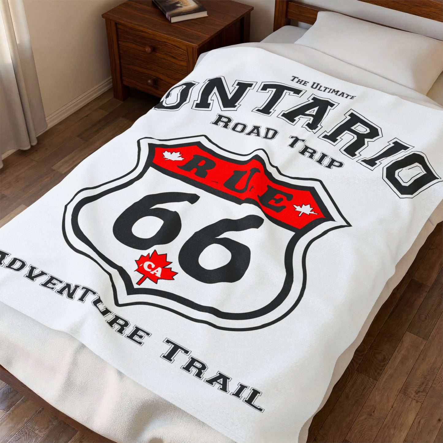 Ontario Rue 66 Blanket  -  Velveteen Plush Blanket — "happycampercrew.com other" Mountain Camper Throw Rue66.ca