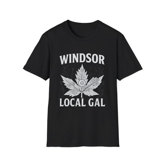 Windsor Local Gal Leaf T-Shirt, Softstyle Graphic Tee, Unisex Casual Wear, Support Local Merch, Gift for Community Lovers